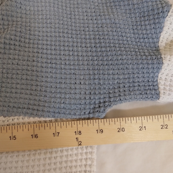 Waffle Weave Henley Look Long Sleeve Striped Top - Picture 4 of 4